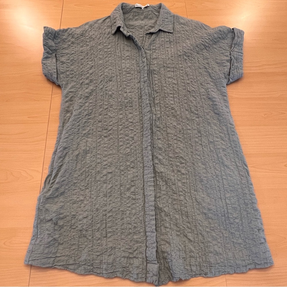Abercrombie Textured Button Through Dress w/ Pockets Size Small Sage Green